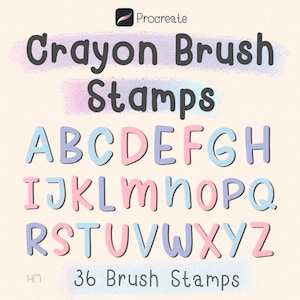 Crayon Procreate Brushes , Alphabet Procreate Brush Stamps, alphabet stamp, letter stamps, abc stamps, procreate tools, digital stamps