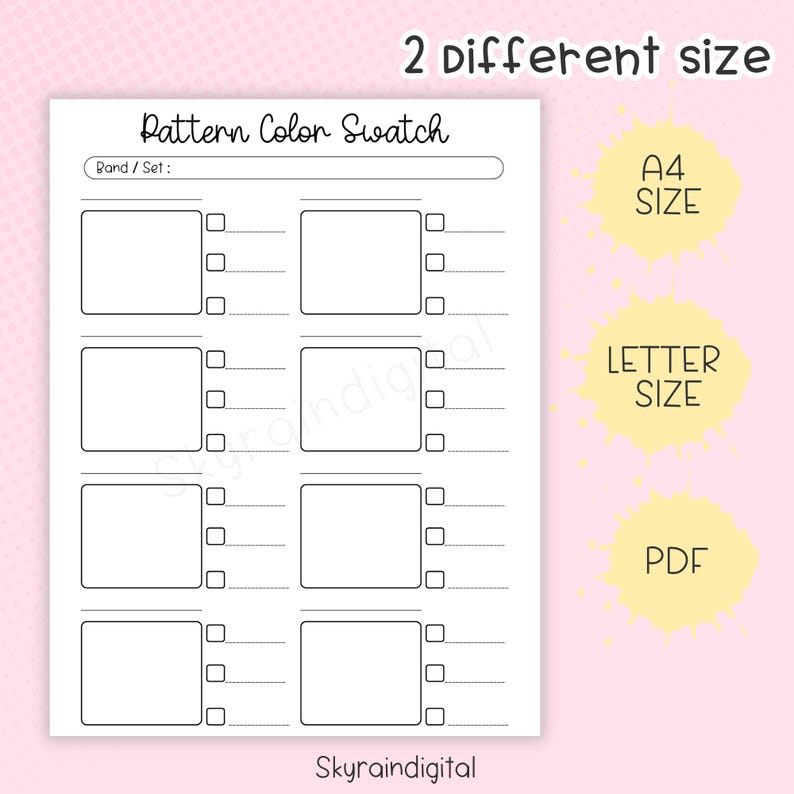 Pattern Swatch Chart Template: Color Blend & Texture Guide (PDF ...
