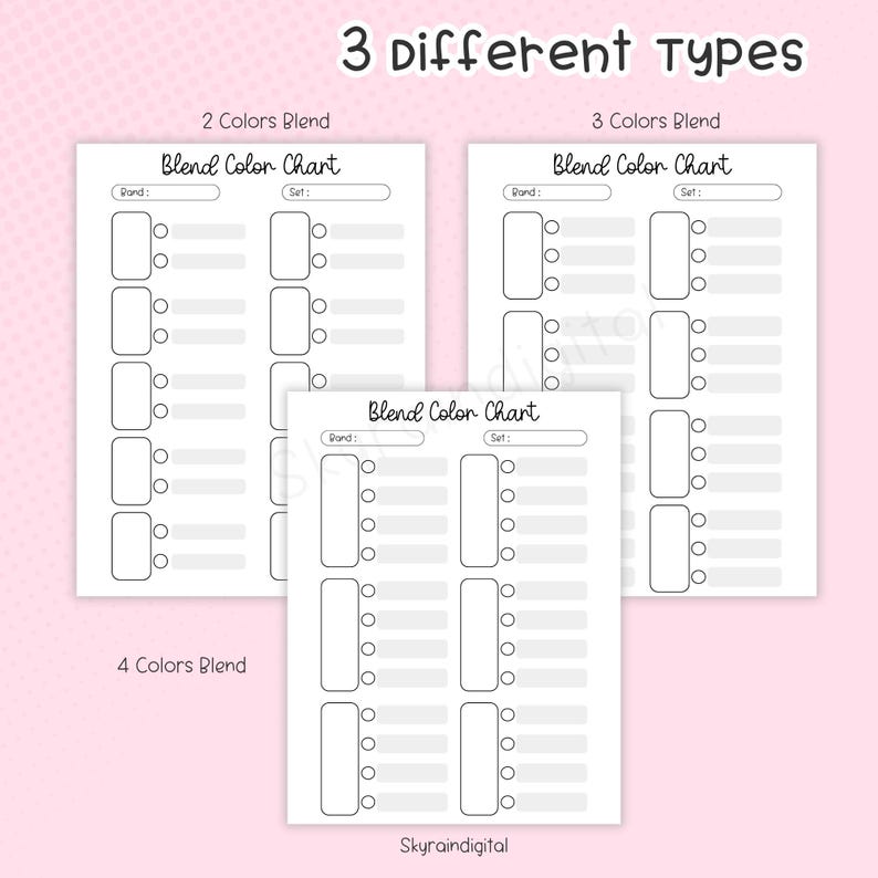 Color Blending Chart Templates: Alcohol Markers, Watercolor, Colored ...