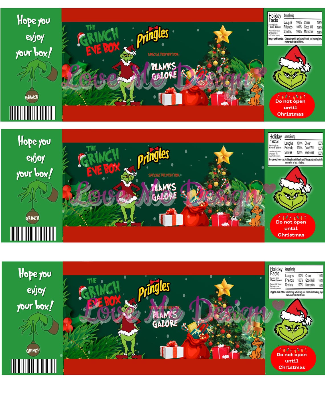 Christmas Grinch Party Favor Editable Templates Etsy