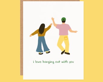 Quirky Friendship Card – Lovers, Just Because, Original Drawing
