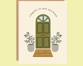 New Home Card: Illustrated Housewarming Card, Handmade