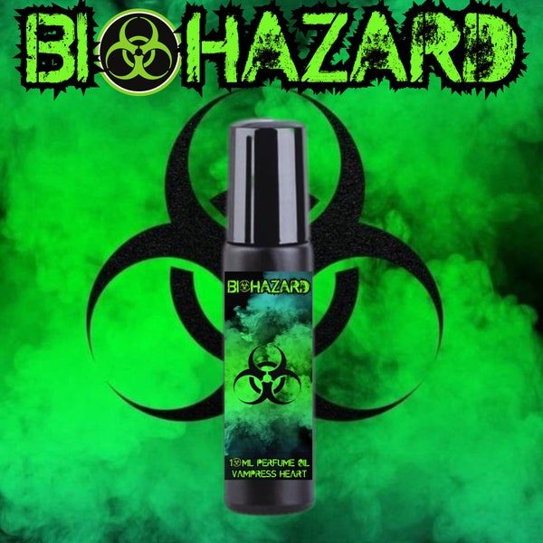 BIOHAZARD Rollerball Perfume Oil with Black Leather, Electric Citrus, Smoke and Musk Goth Perfume Oil Unique Gift Gothic Fragrance
