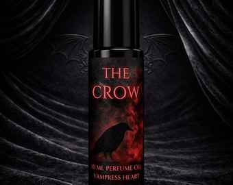 THE CROW - Cuero negro, madera de ático, metal frío, humo de tabaco y vainilla - Aceite perfumado en roll-on - Gótico, fragancia unisex, vegano