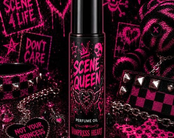 Aceite de perfume SCENE QUEEN / Perfume Y2K Emo Bubblegum Candy, Roll-on de frambuesa oscura, vainilla y almizcle, Regalo para chicas alternativas de la escena