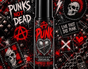Aceite de perfume PUNK – Cola oscura, pimienta negra y vainilla. Fragancia unisex, estilo alternativo punk rock, gourmand oscuro en formato roll-on, perfume vegano.