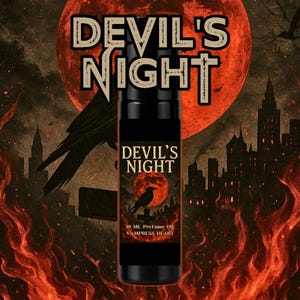 DEVILS NIGHT Perfume Oil - Worn Leather Jackets, Vanilla Musk,  Gunpowder, City fire Smoke and Tobacco