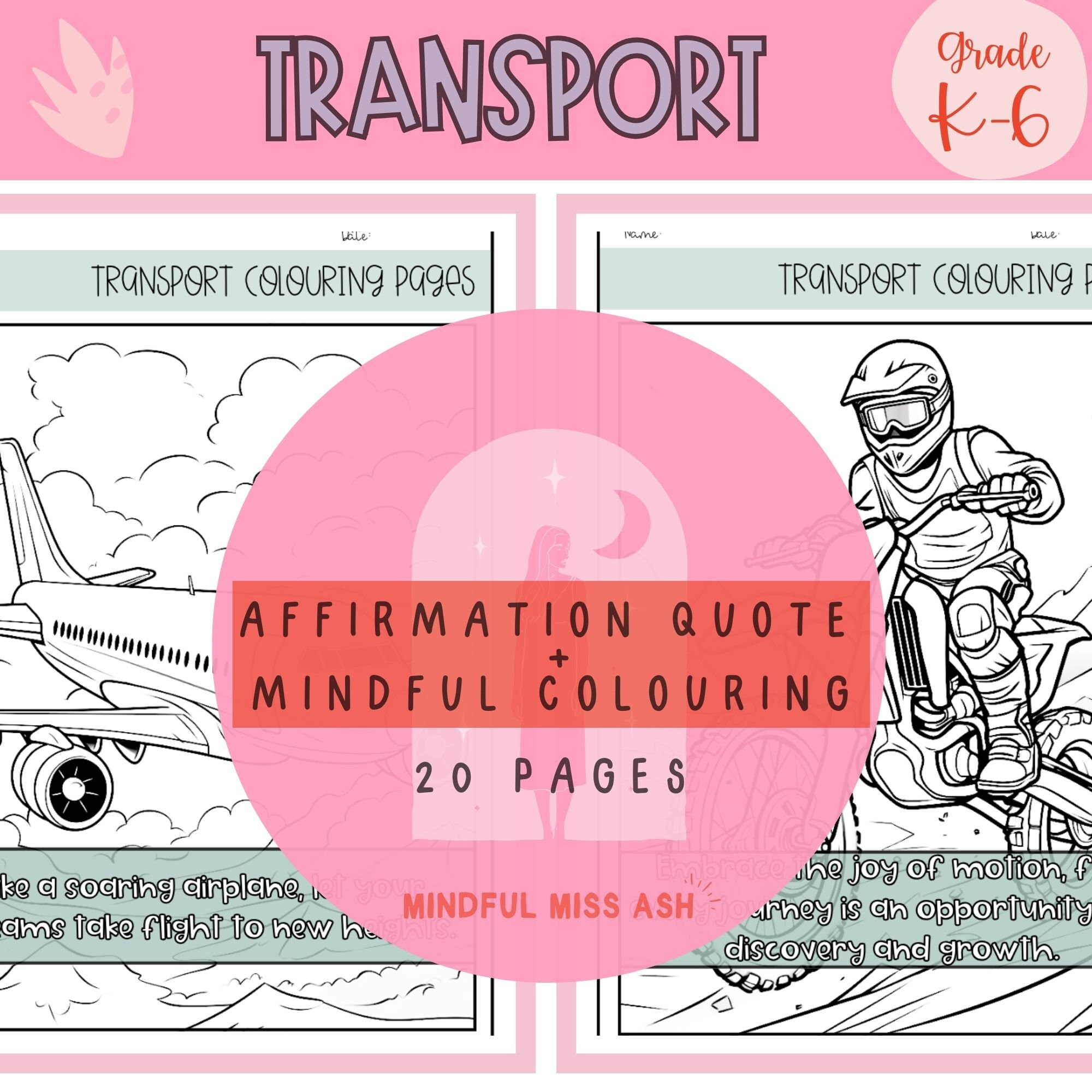 Transport Mindful Colouring Pages X 20 With Positive - Etsy