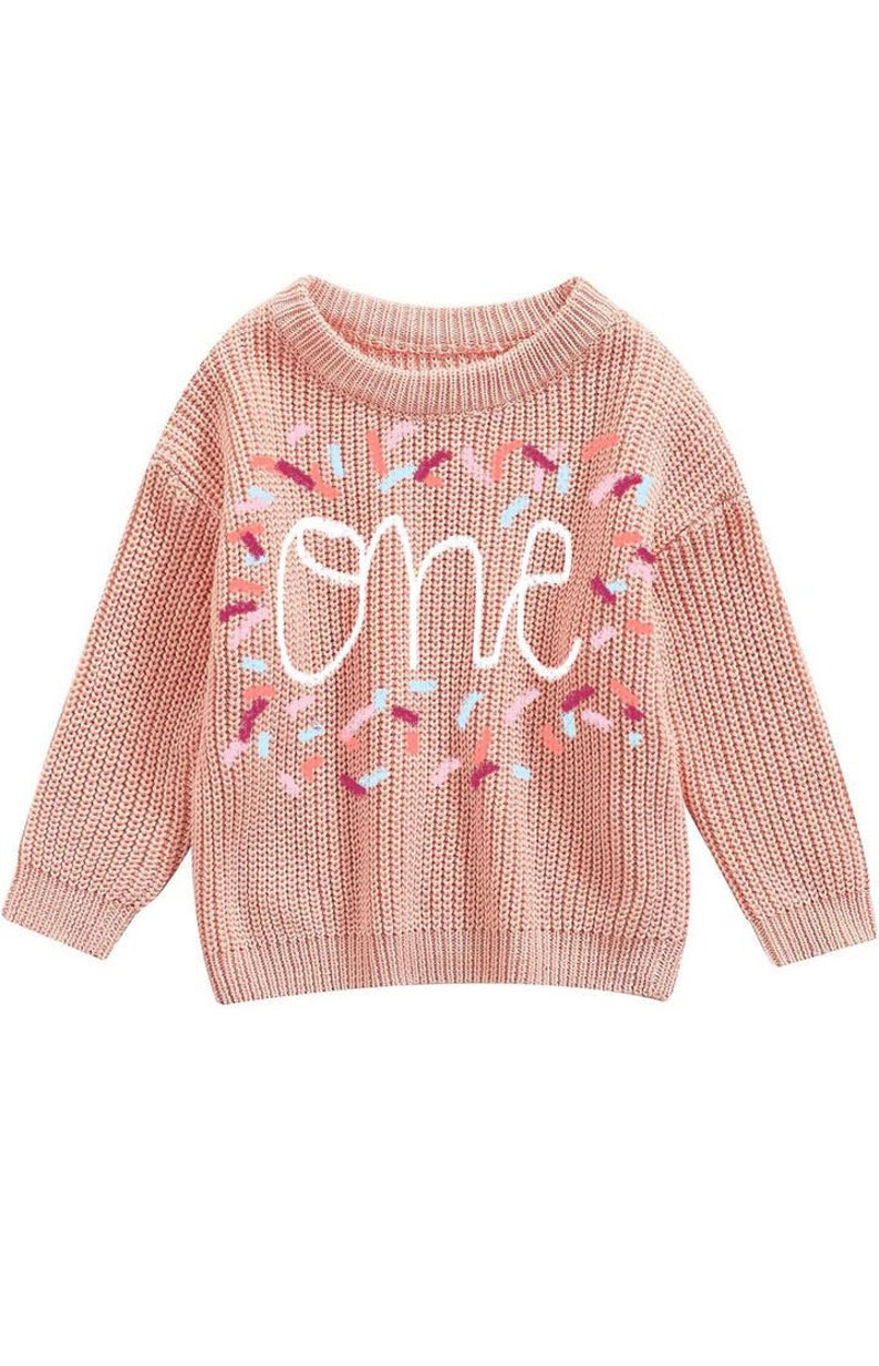 Hand-embroidered baby/toddler First Birthday Sweater, 1st Birthday Keepsake Sweater image 8