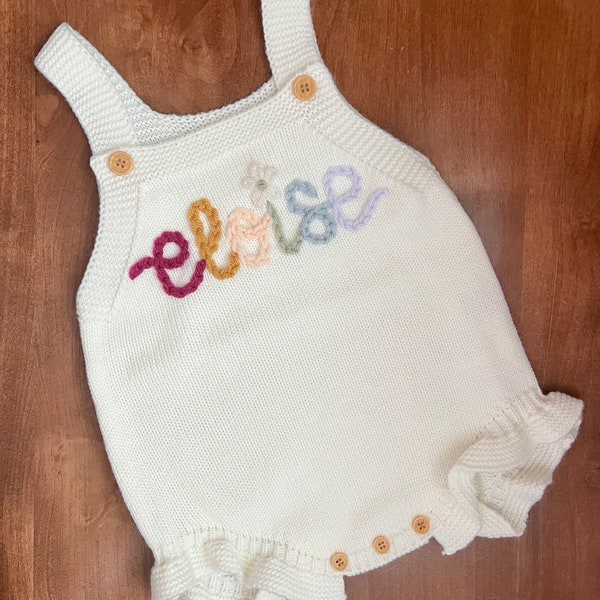 Hand-embroidered baby/toddler girl onesie, personalized spring/summer baby/toddler outfit