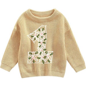 Hand-embroidered baby/toddler First Birthday Sweater, 1st Birthday Keepsake Sweater image 7