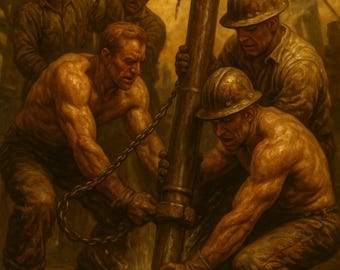 Casing the Hole – Ölfeld Druck, Mann Höhle Wand Kunst, Industrielle Dekoration, digitaler Download