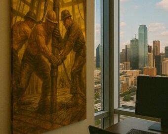 Derrick Floor - Vintage Ölfeld Druck, Man Höhle Wand Kunst, Industrie Dekor, digitaler Download