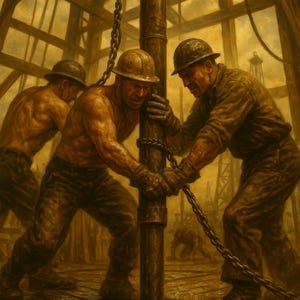 The Derrick Floor – Vintage Oilfield Print, Man Cave Wall Art, Industrial Decor, Digital Download