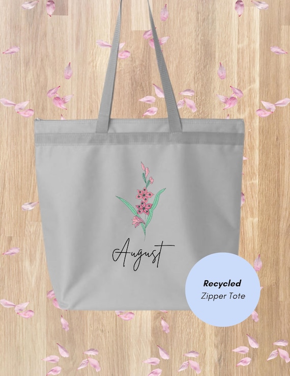 Birth Month Flowers on Recycled Embroidered Zip Bag Sustainable Shopping Reusable Bag Birth Month Flower Gift Etsy