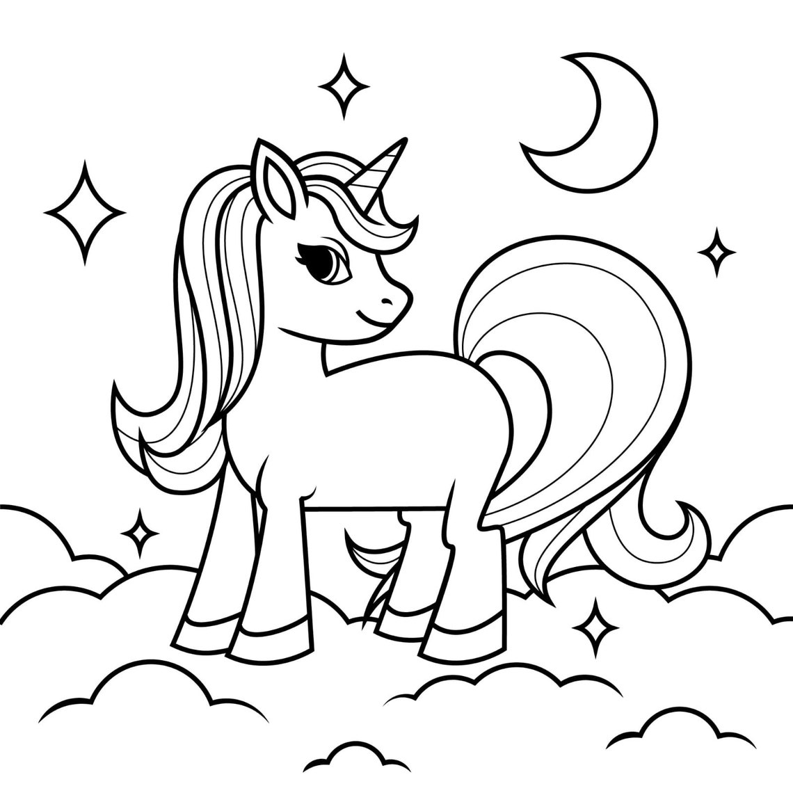 08 Printable Unicorn Coloring Pages for Kids and Adults - Digital ...