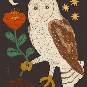 Barn Owl Dream Guardian - Giclee Fine Art Print - 11x14
