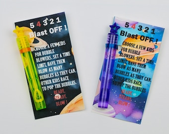 Outer Space Bubble Favors: Custom Birthday Party Labels (Set of 10)