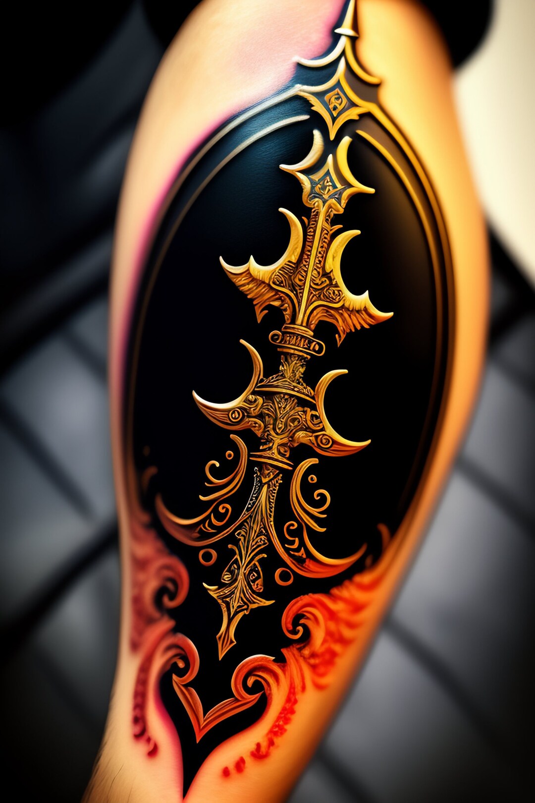 Archangel Michael Sword Tattoo in the Hand Etsy