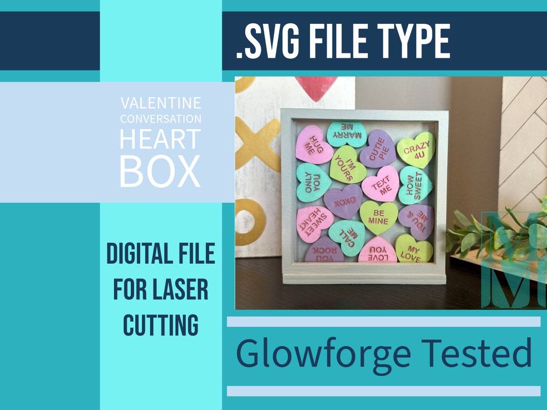 Digital Download - Valentine's Day Conversation Heart 3D Box - SVG File ...