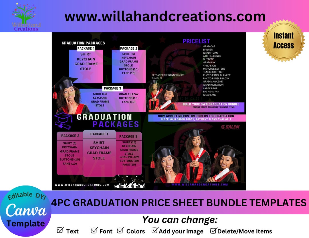 Canva Graduation Marketing Packaging Bundle | Crafter Templates | Canva ...