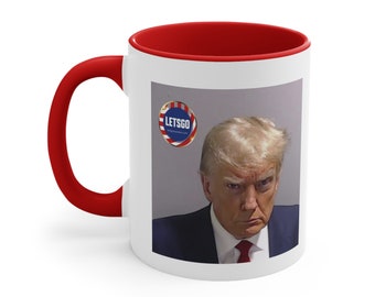 Trump Mugshot - letsgobrandon.com - Coffee Mug, 11oz