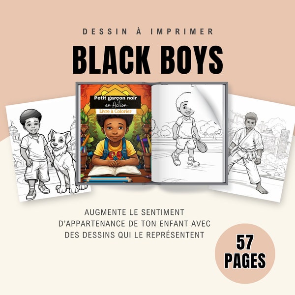 Black Boy Coloring Book For Kids, Self Love for black boy, black kids, coloring pages, PDF download, instant download