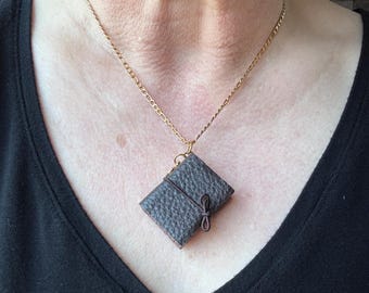 Miniature Book Pendant Necklace | 18k Gold Plated Chain |Book Lover Gift