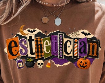 Halloween Esthetician PNG, Spooky Esthetician Design, Beauty Salon Halloween Shirt PNG, Skincare Specialist Sublimation