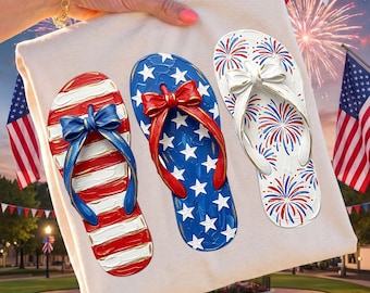 Vaterländische Flip Flop PNG, handgemalte Pinselstriche Tanga Grafik, USA Sublimationsdesign für 4. Juli Hemden