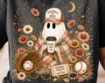 Baseball Mom PNG, Wildflower Ghost PNG, Baseball Mama Fall PNG, Floral Sports Mom Design, Digital Download