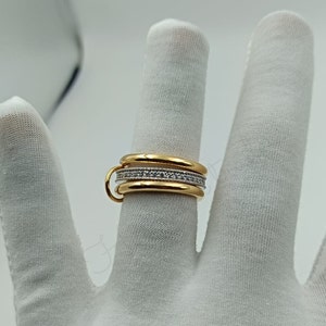 Natural Diamond Link Connected Rings, Diamond Multi Link Love Ring, Trinity Link Band, Three Link Ring, Connected Ring, Gift for her, Ring image 2