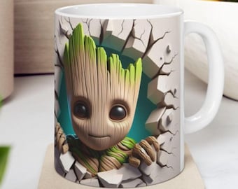 Ceramic Mug, Cute Groot Coffee Lover Gift, Fantasy Tree Mug, Groot Fan Merchandise, Cute Coffee Cup, Birthday Gift Idea, Geeky Plant Lover