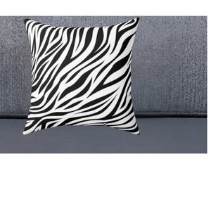 Zebra Print Square Pillow: Double-Sided Animal Pattern