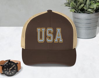 Embroidered USA Trucker Cap: Patriotic American Flag Hat