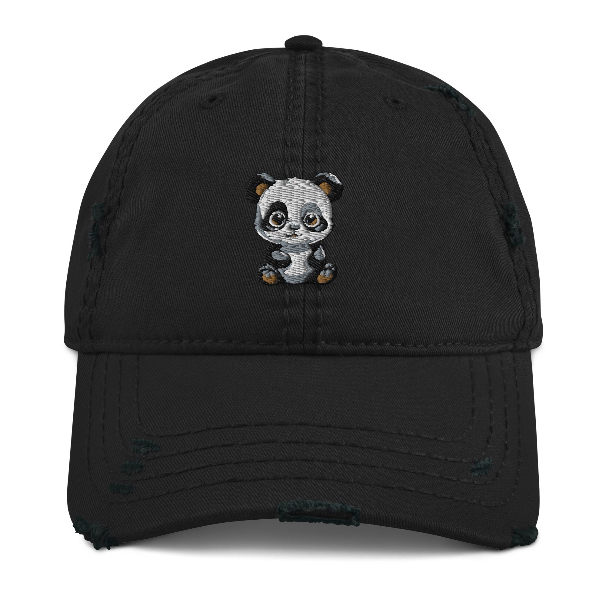 Women\'s Embroidery Adjustable Washed Distressed Casual Trucker Hat Panda Hand Painted Panda Hat.bear, Hearts & Florals Hat.leather  main image 4