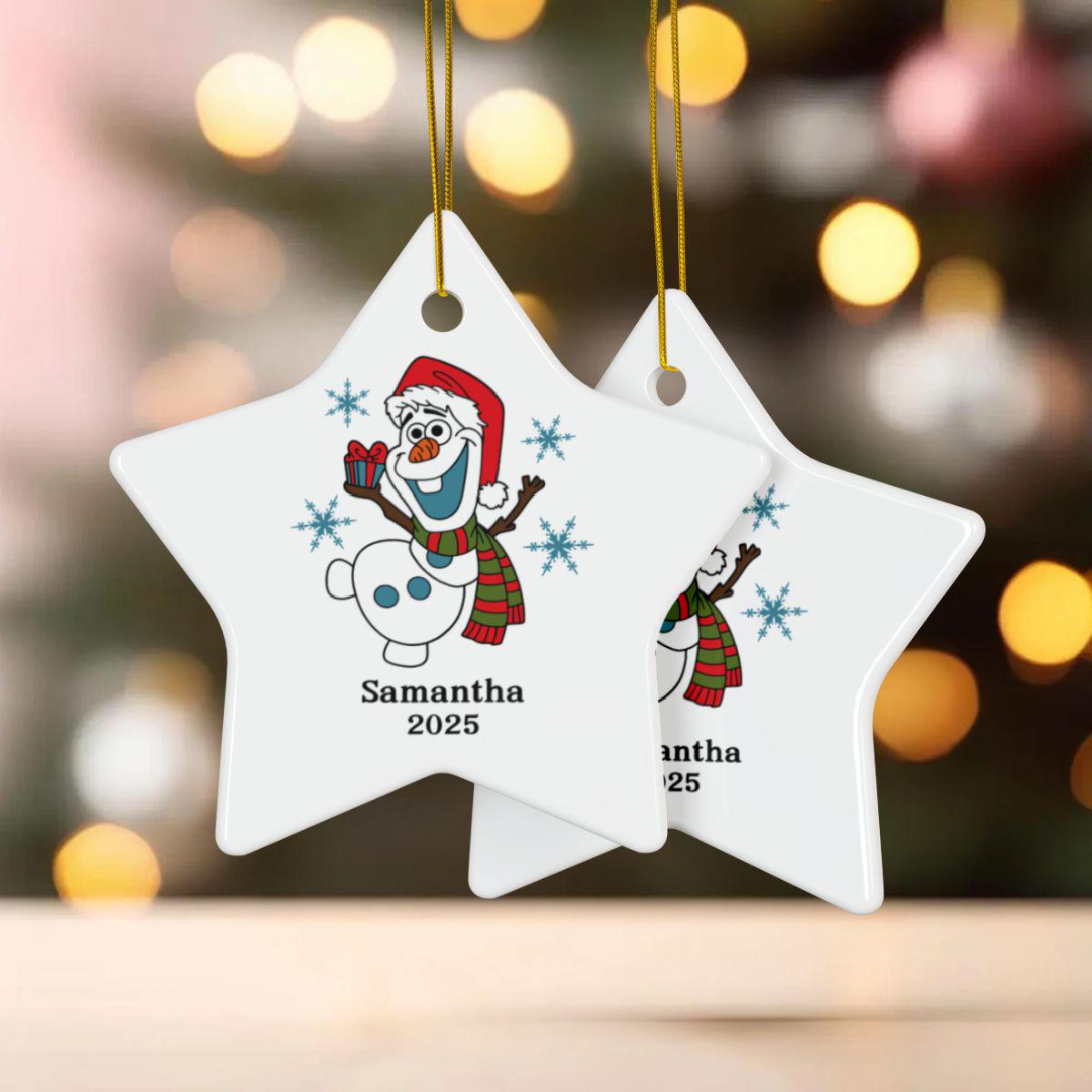 アナと雪の女王 オラフ クリスマス セラミック オーナメント、かわいい