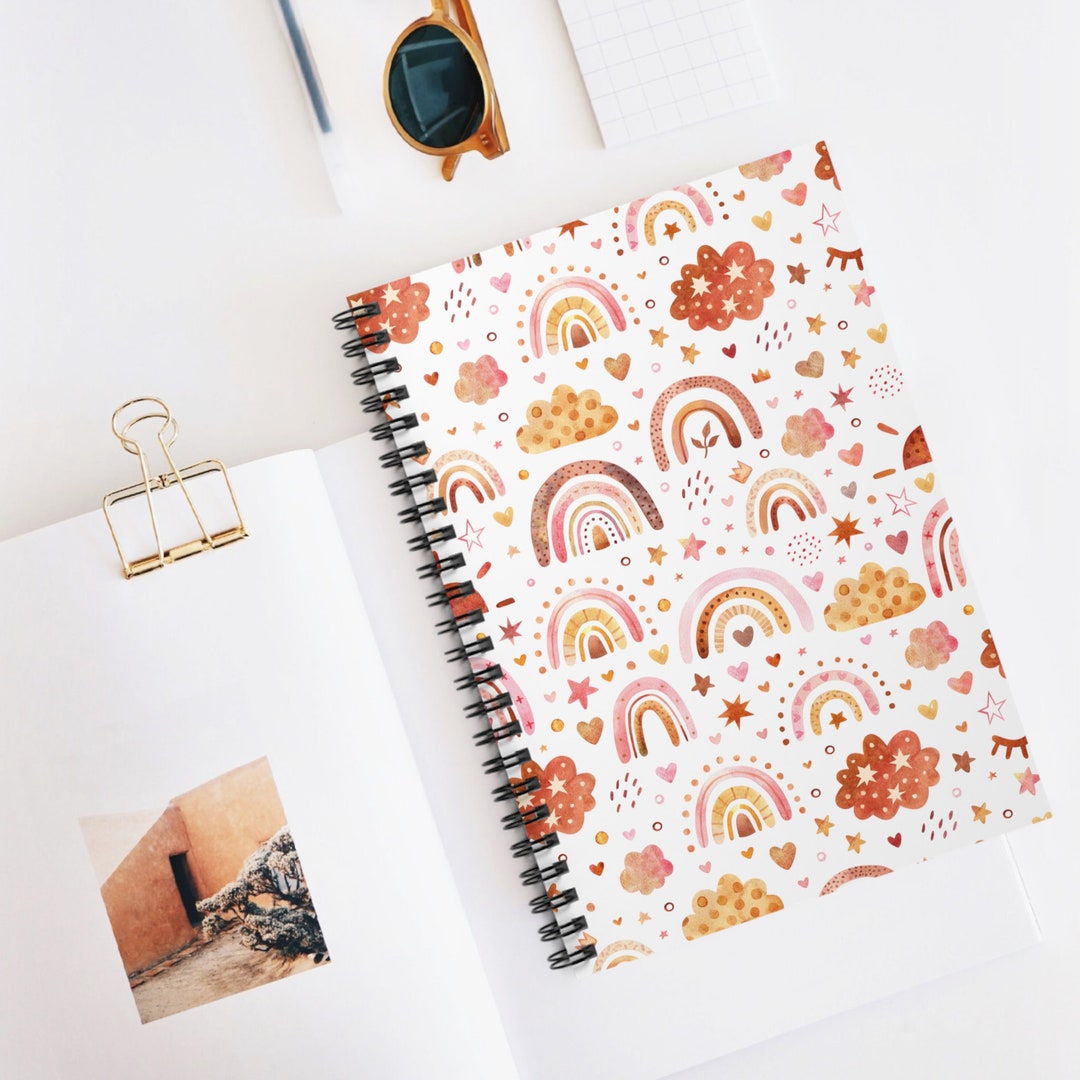Boho Rainbow Spiral Notebook: Ruled Line Paper, 118 Pages - Etsy