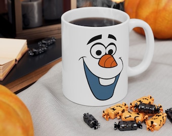 Frozen Olaf Coffee Mug, Cute Olaf Face mug, Happy face Mug, Cute Snowman Mug, Hot Chocolate Mug, Olaf Christmas Mug, Christmas camp mug