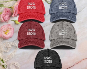 Dog Mom Embroidery Hat, Dog Mom Cap, Vintage Baseball Cap, Personalized Baseball Cap, Embroidery Cap, Embroidered Hat, Mom Hat