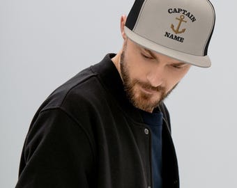 Captain Trucker Cap; Captain Embroidered Cap; Personalized Captain Hat; Personalized Captain Add your Name Cap; Gift Captain Cap