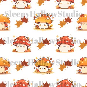 Mushroom, Fall, Autumn, seamless file, digital art, png