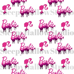 Barbie Halloween seamless files, TWO, PNG, Digital Design, Pink