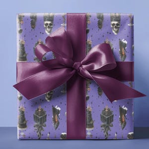 Witchy Gothic Gift Wrap, Skull Wrapping Paper Roll ,Dark Academia Birthday Wrap, Halloween Present Paper, Creepy Aesthetic Decor Wrap