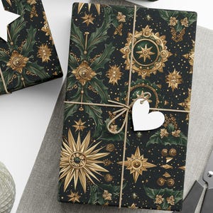 Green Christmas Gift Wrap,Holiday Gift Wrap, Wrapping Paper Roll,Christmas Wrapping, Xmas Wrapping Paper,Classic Christmas