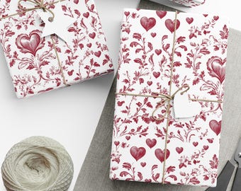 Carta da regalo Red Toile, San Valentino, confezione regalo di compleanno, carta da regalo, confezione regalo, confezione regalo unica, confezione regalo per San Valentino