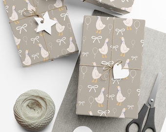 One Silly Goose Birthday Baby Announcement Wrapping Paper,One Silly Goose Birthday Decorations, Goose Baby Shower Wrapping Paper
