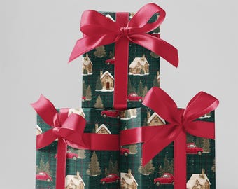 Papier Cadeau De Noël 100 X 70 Cm 5 Feuilles Xxl + 6 Autocollants Pour