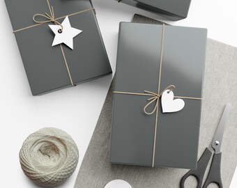 Dark Grey Wrapping Paper Roll Minimalist Gift Wrap for Weddings, Birthdays, Holidays, Modern Luxury & Masculine Gifts