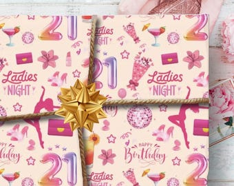 21e verjaardag inpakpapier, 21e verjaardagsfeestje, 21e cadeauverpakking, verjaardagscadeau eindelijk legaal roze inpakpapier, roze meisjespapier